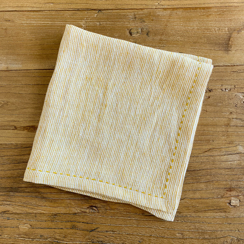 Pinstriped Linen Napkin SET 6, Yellow