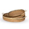 Amelia Woven Bamboo and Brass Oval Trays, SET of 2