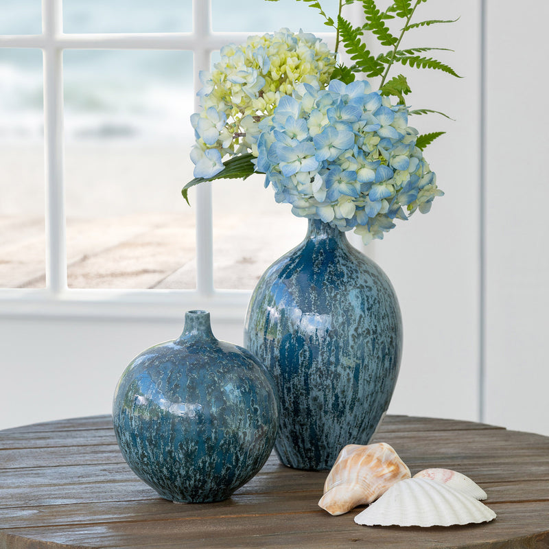 Porto Azul Ceramic Vase, Round