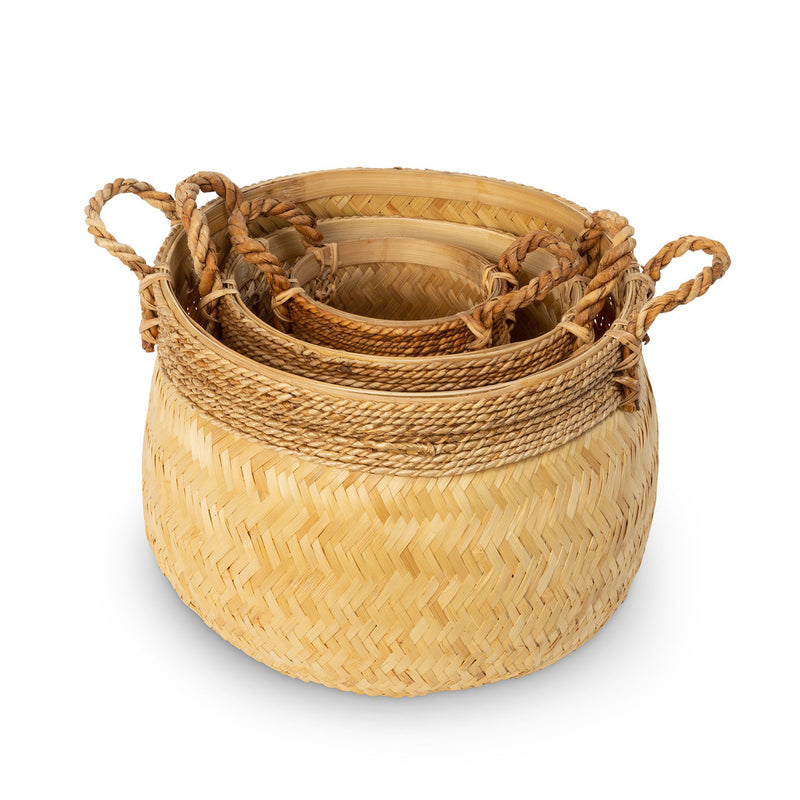 Natural Bamboo Lanai Baskets, SET 3