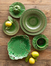Green Glazed Grape Leaf Dessert Plate SET 4