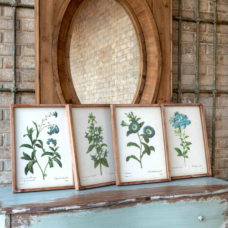 Blue Botanical Framed Prints SET 4