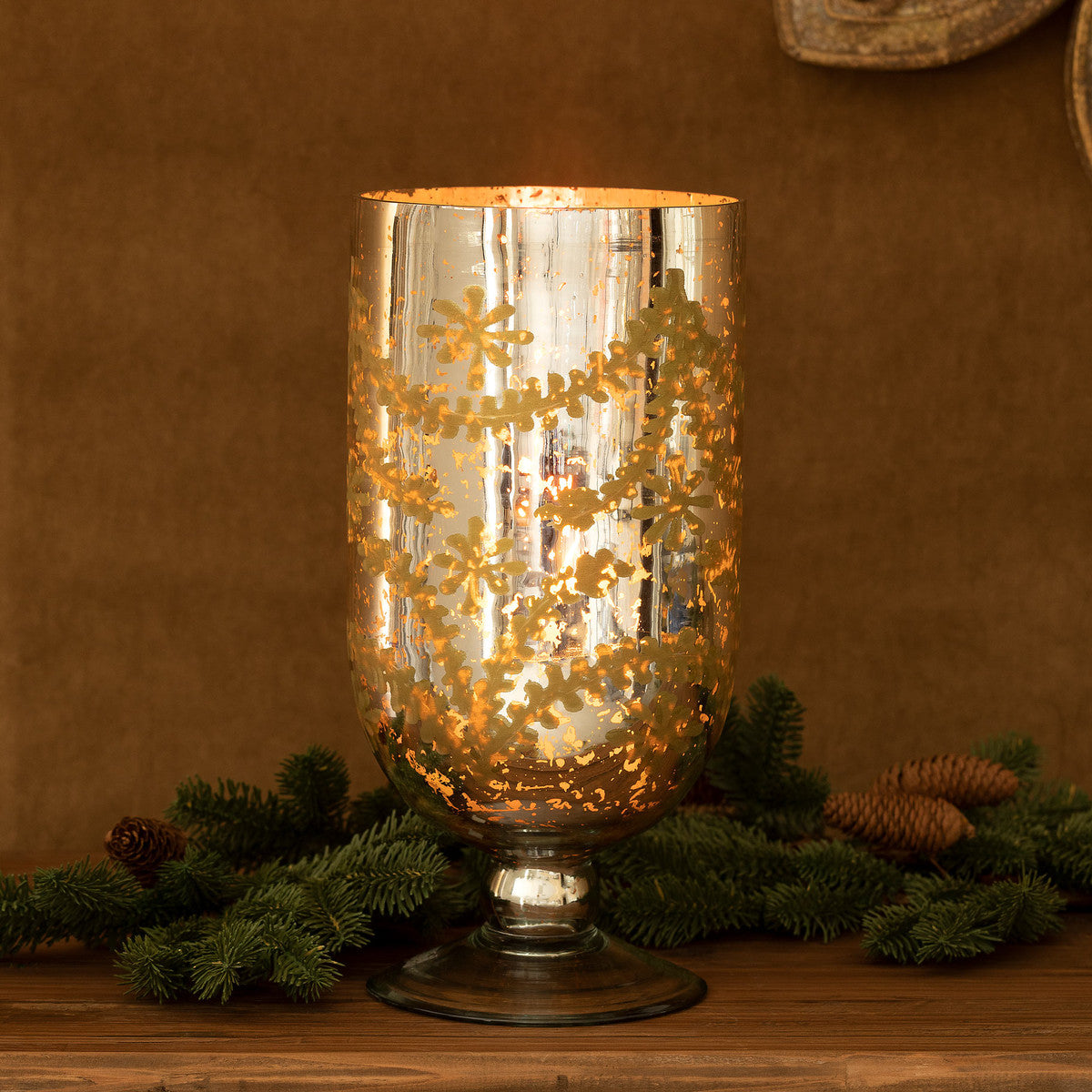 Bronze Relief Pattern Footed Hurricane, Large – Prop \u0026 Decor Outlet, image size:1200x1200