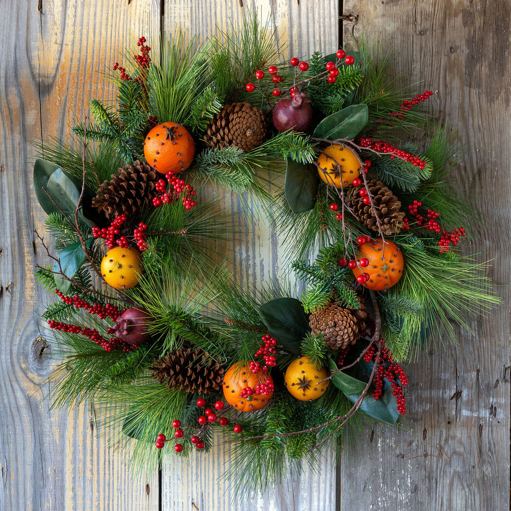 Cloved Fruit and Pine Wreath