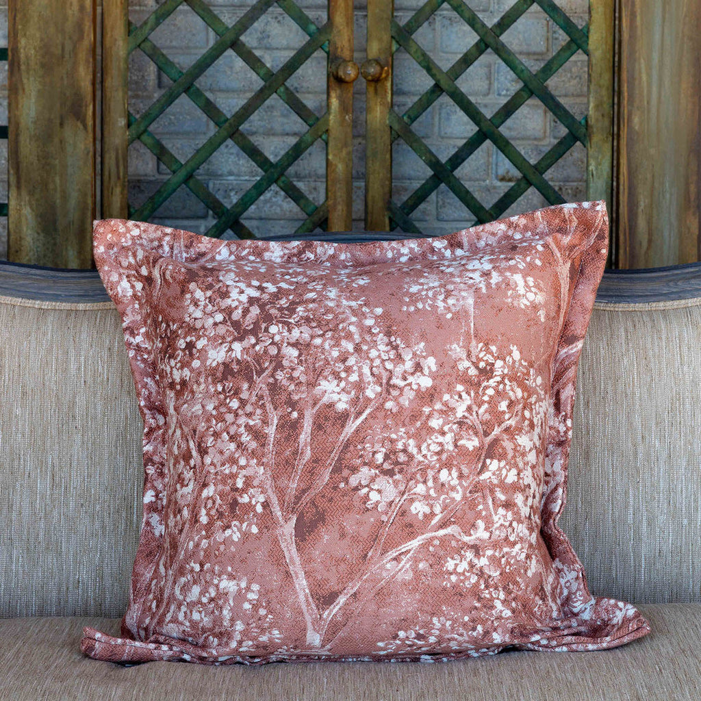 Coral Hydrangea Pillow with Down Insert