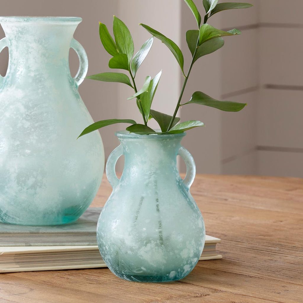 Glass Vase with Handles, Frosted Small