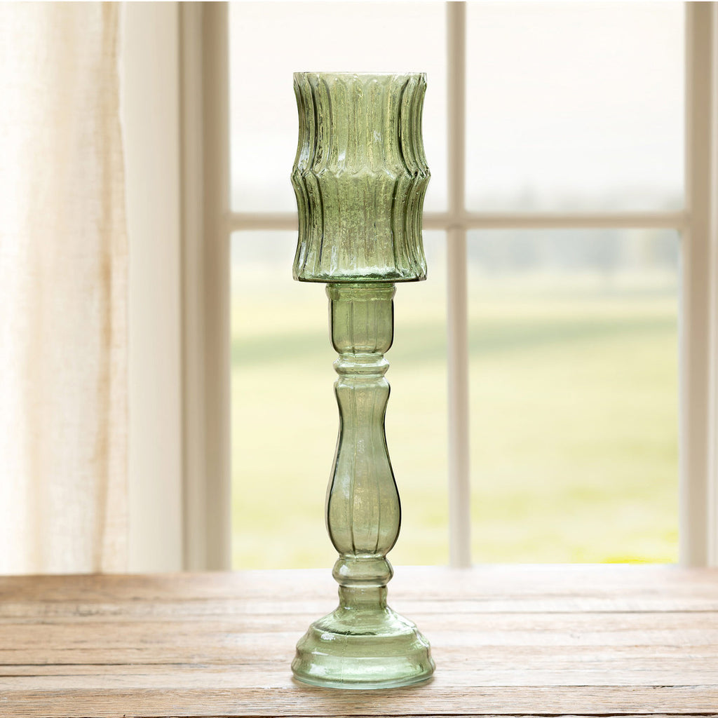 Maybelle Green Glass Candle Holder/Vase