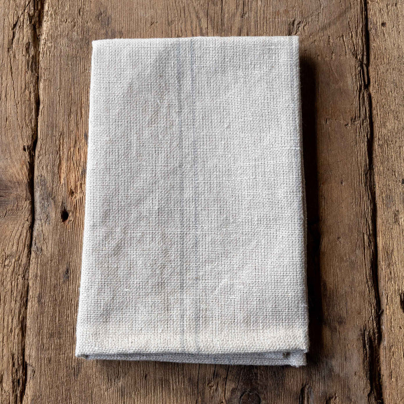 Pewter Pinstriped Woven Linen Cloth Napkin SET 4