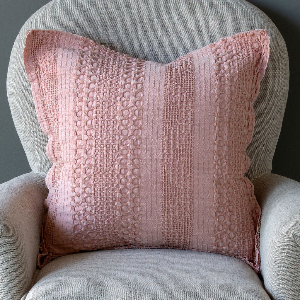 Heathered Waffle Weave Pillow, Faded Coral