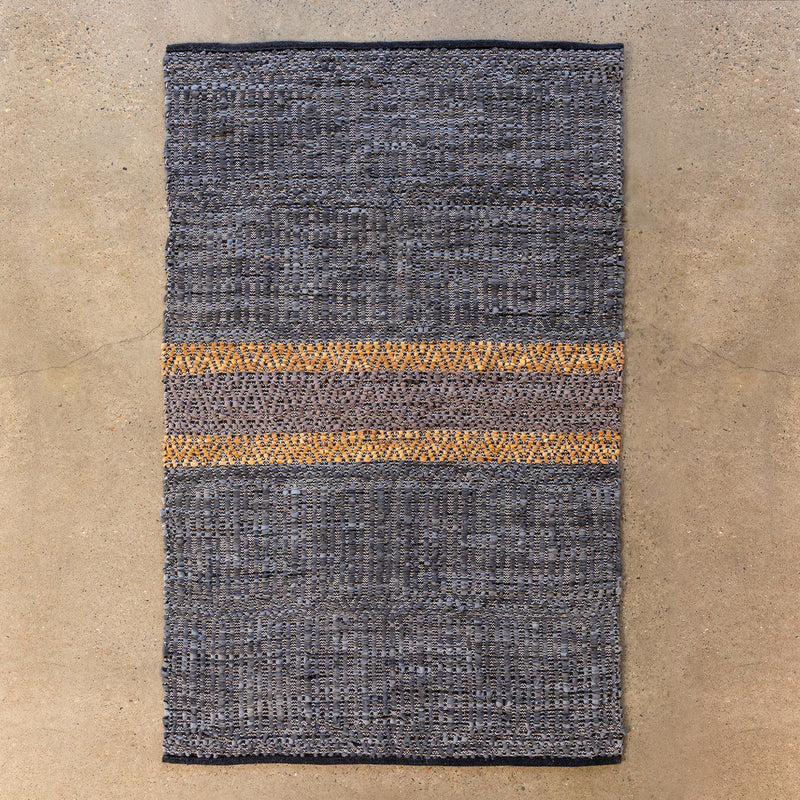 Woven Leather Stripe Rug 4'x6'