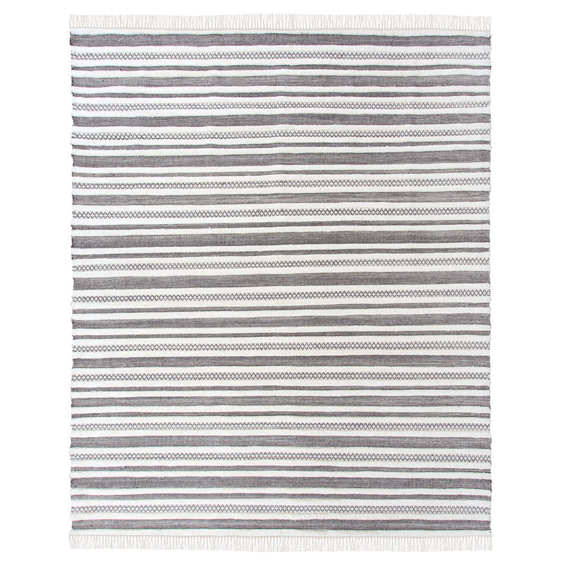 Textured Stripe Pattern Wool Rug 5'x8'