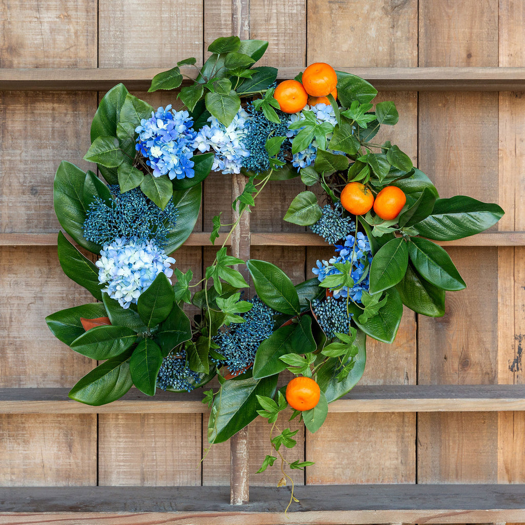 Summer Citrus and Hydrangea Wreath